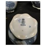 Antique Four-Piece Royal Doulton Floral Blue Pitcher, Wash Basin, Jug and Mug