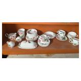 35-Piece White tea set with pink flowers