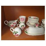 35-Piece White tea set with pink flowers