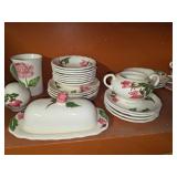 35-Piece White tea set with pink flowers