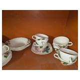 35-Piece White tea set with pink flowers
