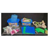 LEGO Lot! Manuals, Base Plates, various Bricks, and two Bins with lids
