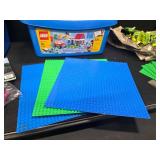 LEGO Lot! Manuals, Base Plates, various Bricks, and two Bins with lids