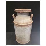 Vintage 10-Gallon Steel Milk Can with Lid  Stands