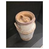 Vintage 10-Gallon Steel Milk Can with Lid  Stands