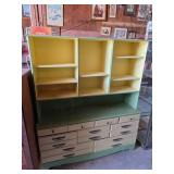 Vintage Two-Tone Kitchen Cabinet with a Hutch