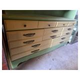 Vintage Two-Tone Kitchen Cabinet with a Hutch