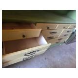 Vintage Two-Tone Kitchen Cabinet with a Hutch