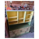 Vintage Two-Tone Kitchen Cabinet with a Hutch