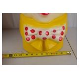 Vintage Large Clown Bank Figure, 23 Inch Tall Painted Coin Bank