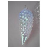 8 Glass Pine Cone Christmas Ornaments, Iridescent Finish