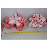 Assorted Red and White Wired Ribbon Spools and Handmade Bows