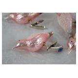 Pink Christmas Ornaments and Glitter Bird Clip Decorations Lot