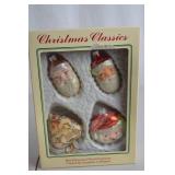 Christmas Classics Hand Decorated Glass Ornaments Set of 4