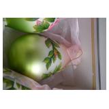 Set of 4 Hand-Painted Glass Teardrop Christmas Ornaments