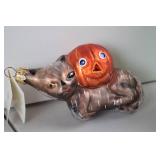 2 Holiday Glass Ornaments: Gone With The Wind Lady & Cat Pumpkin Christopher Radko