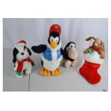 Vintage Holiday Plush Lot - Santabear Penguin, 1985 Dakin Penguin, Bunny Stocking