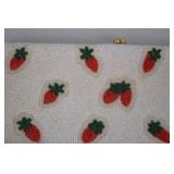 L. S. Ayres Beaded Clutch Purse with Strawberry Motif, Made in Belgium