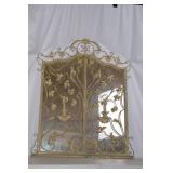 Large Ornate Metal and Glass Wall Mirror with Scrolled Frame