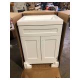 Glacier Bay Everdean 25 in. Single Sink White Bath Vanity with White Cultured Marble Top (Assembled)  Customer Returns See Pictures