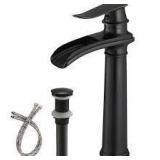 BWE Waterfall Single Hole Single Handle Bathroom Vessel Sink Faucet With Drain Assembly in Oil Rubbed Bronze  Customer Returns See Pictures