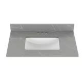 HOME DECORATORS COLLECTION Lot of 4- 31 in. W x 22 in. D Quartz Vanity Top in Cerous Gray with White Ceramic Rectangular Single Sink