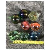 Lot of 8 Large Collectible Shooter Marbles