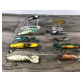 Lot of 10 Collectible Fishing Lures - Whopper Stopper Hell Benders - Bomber Water Dogs and More