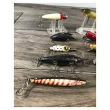 Lot of 10 Collectible Fishing Lures - Most are Made of Wood - See description below for more info