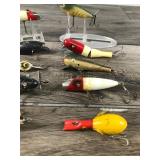 Lot of 10 Collectible Fishing Lures - Most are Made of Wood - See description below for more info