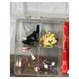 Plastic Tackle Box Full of Fishing Jigs and More