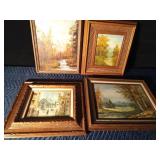 3 signed canvas paintings and 1 Minot painting