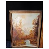 3 signed canvas paintings and 1 Minot painting