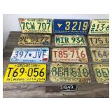 Lot of 18 Collectible License Plates and 2 Pieces that Were Cut of with Dates of 1943