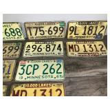 Lot of 18 Collectible License Plates and 2 Pieces that Were Cut of with Dates of 1943