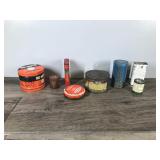Lot of Collectible Tins - No-Moth - Handy Assorted Cotter Pins (Full) - Dunlap Soldering Paste (semi full) - Prince Albert Tobacco - Walgreens Saltpeter (full) - Rawleigh pepper (full) - Butternut cof