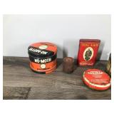 Lot of Collectible Tins - No-Moth - Handy Assorted Cotter Pins (Full) - Dunlap Soldering Paste (semi full) - Prince Albert Tobacco - Walgreens Saltpeter (full) - Rawleigh pepper (full) - Butternut cof
