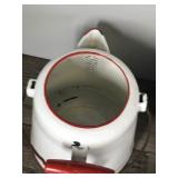 Lot of Vintage Enamel Ware - Red and White Coffee Pot - Black - Red and Green Trimmed Pots