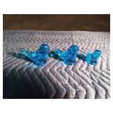 1994,2001, and 2007 Uranium signed Leoward blue glass birds