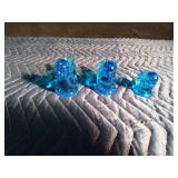 1994,2001, and 2007 Uranium signed Leoward blue glass birds