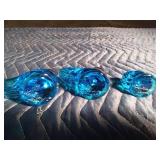 1994,2001, and 2007 Uranium signed Leoward blue glass birds