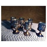 6 Noritake blue stemmed glasses