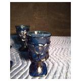 6 Noritake blue stemmed glasses