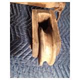 Vintage ox harness and vintage wood pulley
