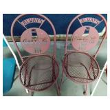 2 Coca Cola and 3 vintage p[astic/metal folding chairs
