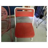 2 Coca Cola and 3 vintage p[astic/metal folding chairs