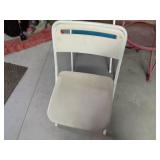 2 Coca Cola and 3 vintage p[astic/metal folding chairs
