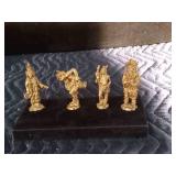 4 - Gold Tone Metal Native American Statues