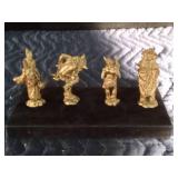 4 - Gold Tone Metal Native American Statues
