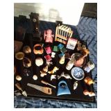 Bass Pro Shop Organizer Full of Mini Figurines: Metal, Wood, Ceramic, Paper, Plastic